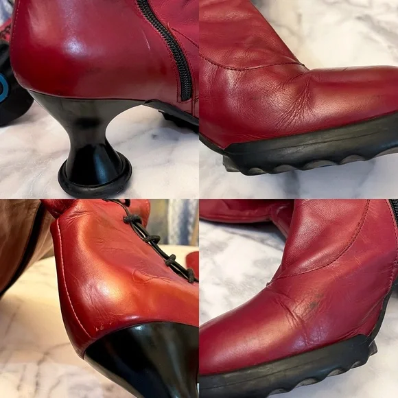 John Fluevog Mini Sugar Knee-High Lace-Up Boots Wine Black 9 GUC - Picture 7 of 11